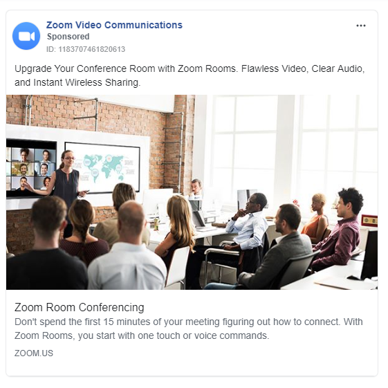 facebook advertisment for zoom.us